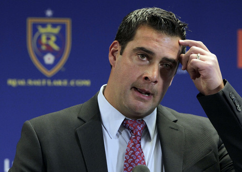 Leah Hogsten  |  The Salt Lake Tribune
Real Salt Lake assistant coach Jeff Cassar was named RSLís third head coach in the franchiseís 10-year history, Thursday, December 19, 2013. Cassar becomes emotional, thanking former coach Jason Kreis for his mentoring for the past 7 years. The hiring comes less than two weeks after Kreis, Cassarís close friend and confidant, left RSL to accept the coaching position at MLS expansion club New York City FC.