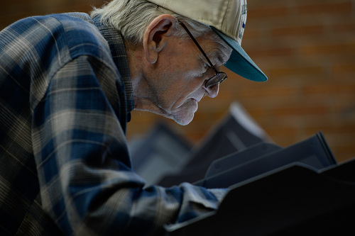 Francisco Kjolseth  |  The Salt Lake Tribune
Long time Orem resident Jock Walker, 87, casts his vote in primary elections at the Government offices on Tuesday, June 24, 2014.