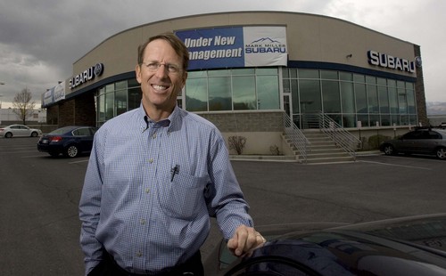 Mark Miller stands in front of his new dealership, the former Larry H. Miller Subaru in Sandy on  Thursday, November 12,2009  photo:Paul Fraughton/ The Salt Lake Tribune