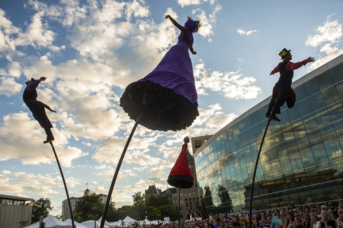 Chris Detrick  |  The Salt Lake Tribune
Australia's Strange Fruit members Angelica Cassimiro, Sonja Dale, Daniel Lupo and Jay Carlon perform at the Utah Arts Festival in Library Square Friday June 27, 2014. Australia's Strange Fruit performs theatrical acrobatics on five-meter poles, and will continue performing at the Utah Arts Festival Saturday and Sunday.