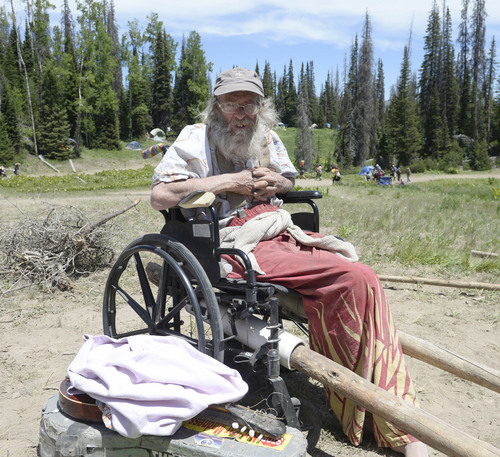 Al Hartmann  |  The Salt Lake Tribune 
Robert Calvin Gordon III attends the Rainbow Family Gathering in the Uinta Mountains 15 miles northeast of Heber.  He has been coming to the gatherings for 34 years.