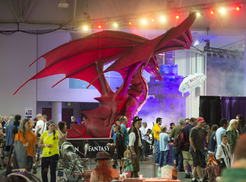 Steve Griffin  |  The Salt Lake Tribune


Fans walk under the giant dragon at Fantasy Con at the Salt Palace ConventionCenter in Salt Lake City, Utah Thursday, July 3, 2014.