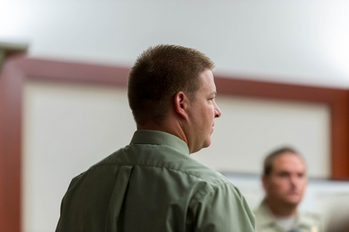 Trent Nelson  |  The Salt Lake Tribune
Former West Valley City Detective Shaun Cowley makes his initial court appearance, charged with manslaughter in the death of Danielle Willard, at the Matheson Courthouse in Salt Lake City, Tuesday July 8, 2014.