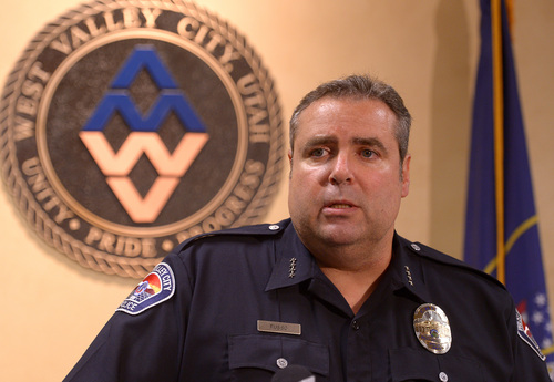 Leah Hogsten  |  The Salt Lake Tribune
West Valley City Police Chief Lee Russo said during a Thursday, June 19, 2014 afternoon press conference that the city is prepared to move forward with the appeal process for former WVC narcotics detective Shaun Cowley. Going forward, Russo said he wants to see how the department can do things better in the wake of the shooting. "We don't want anything like this to happen again," Russo added. Seventeen months after Danielle Willard was shot to death, Salt Lake County District Attorney Sim Gill announced Thursday, he was charging one of the West Valley City detectives with second-degree manslaughter. The charge was filed against former West Valley City narcotics detective Shaun Cowley in 3rd District Court. Gill opted not to charge the second detective who fired his weapon at Willard, Kevin Salmon.