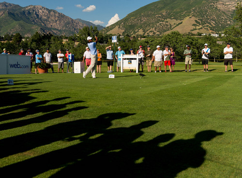 Trent Nelson  |  The Salt Lake Tribune
Tony Finau tees off on the 18th hole during the third round of the Web.com Tour's Utah Championship, Saturday July 12, 2014 at Willow Creek Country Club.