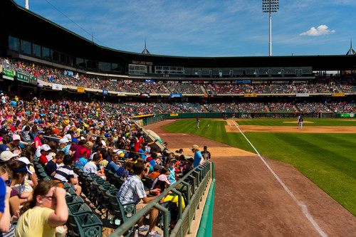 Trent Nelson  |  The Salt Lake Tribune
The Salt Lake Bees play the Albuquerque Isotopes in a AAA baseball matchup, Tuesday May 20, 2014 at Smith's Ballpark in Salt Lake City.