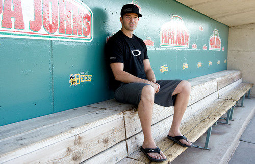 Jeremy Harmon  |  The Salt Lake Tribune

Zach Sorensen poses for a portrait in the dugout at Smith's Ballpark in Salt Lake City on Saturday, July 5, 2014.