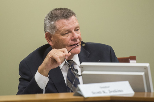 Chris Detrick  |  The Salt Lake Tribune
Sen. Scott K. Jenkins speaks during a meeting Wednesday July 16, 2014, of the Utah Legislature's Government Operations Interim Committee.