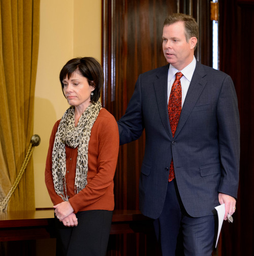 Trent Nelson  |  Tribune file photo
Utah Attorney General John Swallow and his wife, Suzanne, enter a news conference where Swallow announced his resignation, Thursday, Nov. 21, 2013, in Salt Lake City.