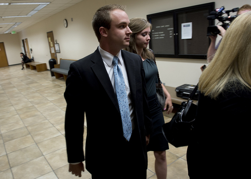 Jeremy Harmon  |  The Salt Lake Tribune
Nathan Fletcher enters court before making his initial appearance in Provo on Thursday. Fletcher is alleged to have sexually assaulted multiple women at BYU.