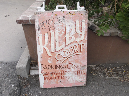 Sean P. Means  |  The Salt Lake Tribune

A battered sign identifies the location of Kilby Court, the all-ages Salt Lake City music venue.