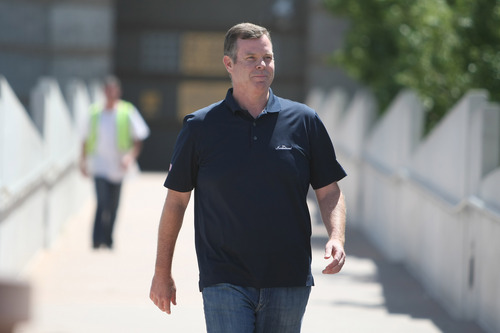 Melissa Majchrzak  |  For The Salt Lake Tribune
Former Utah Attorney General John Swallow leaves the Salt Lake County Jail after being arrested earlier in the day on Tuesday, July 15, 2014.