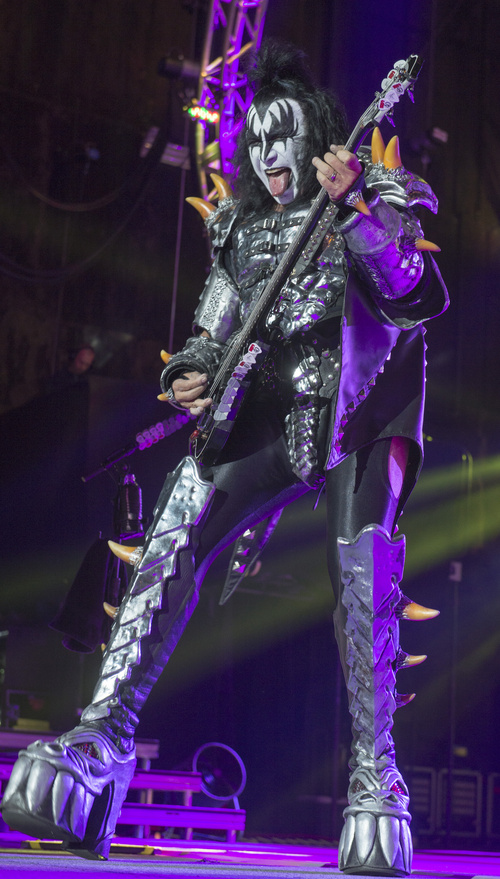 Rick Egan  |  The Salt Lake Tribune

Gene Simmons performs with KISS,  as they play a sold-out show at the USANA Amphitheatre in West Valley City, Monday, June 23, 2014.