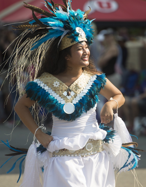 Rick Egan  |  The Salt Lake Tribune

A dancer with the with the Liahona Alumni Band, in the Days of 47 Pioneer Parade  in Salt Lake CIty, Thursday, July 24, 2014