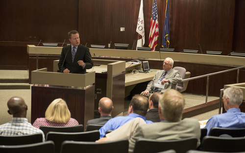 Rick Egan  |  The Salt Lake Tribune

Judge James Branch speaks at  the graduation ceremony for the inaugural graduating class of the Alternative Substance Addiction Program (ASAP) at the Salt Lake County Government Center, Monday, July 28, 2014
