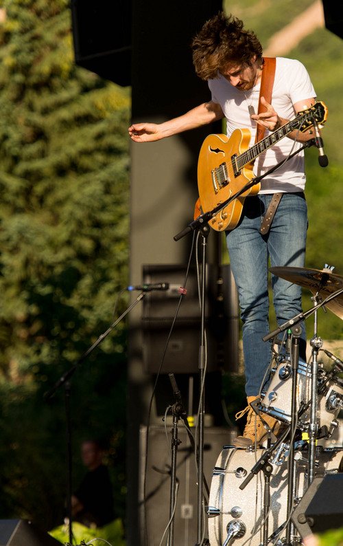 Trent Nelson  |  The Salt Lake Tribune
Kevin McKeown of Black Pistol Fire performing at Red Butte Garden in Salt Lake City, Sunday July 27, 2014.