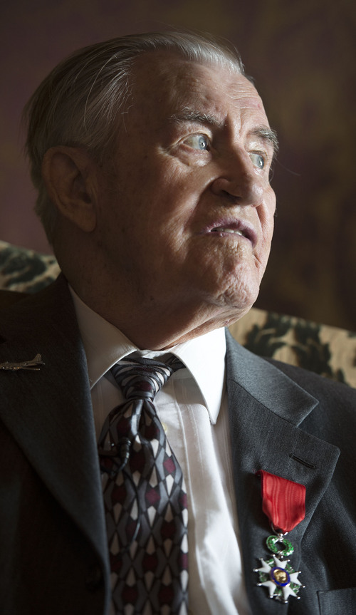 Steve Griffin  |  The Salt Lake Tribune


World War II veteran Dean C. Larson looks out the window  after he was awarded the French Legion of Honor in the Gold Room at the Utah Capitol Thursday, July 31, 2014. He was given the honor by the French government for the merit and bravery he exhibited while fighting on French territory during World War II.