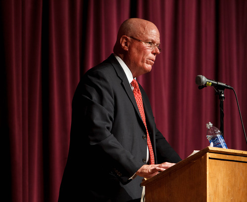 Trent Nelson  |  The Salt Lake Tribune
Special Fiduciary Bruce Wisan speaks during a community meeting regarding the United Effort Plan (UEP) trust Nov. 30, 2012, in Colorado City, Ariz.