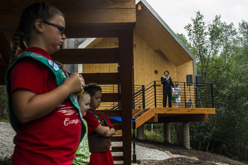 Chris Detrick  |  The Salt Lake Tribune
The inside of the new cabins at Trefoil Ranch in Provo Canyon Wednesday July 30, 2014. The University of Utah's architecture school partnered with the Girl Scouts of Utah for a cabin building project. Leaders from the school have worked for the past year with a group of Girl Scouts to design three cabins.