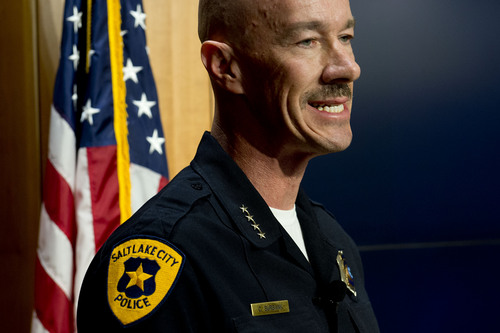 Jeremy Harmon  |  The Salt Lake Tribune

Salt Lake City Police Chief Chris Burbank answers questions on Aug. 1, 2014.