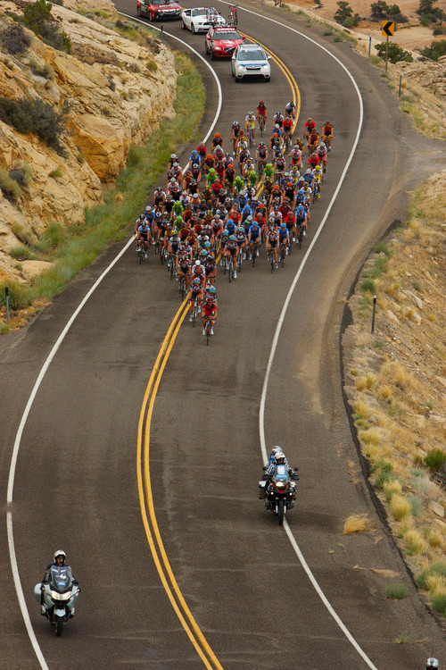 Trent Nelson  |  The Salt Lake Tribune
The peloton between Escalante and Boulder, during stage two of the Tour of Utah Wednesday August 7, 2013.