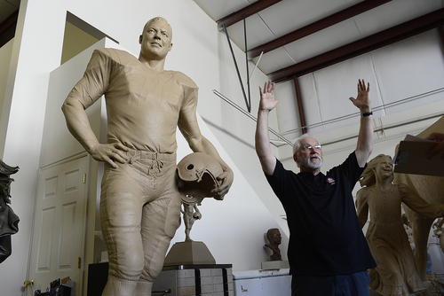 Scott Sommerdorf   |  The Salt Lake Tribune
Sculptor Blair Buswell describes the scale that many of his sculptures are made in inside his Pleasant Grove studio. Buswell has done many busts for the NFL Hall of Fame and numerous other sports-related sculptures.