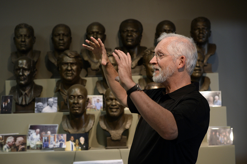 Scott Sommerdorf   |  The Salt Lake Tribune
Sculptor Blair Buswell tells a story about the busts he makes for the NFL Hall of Fame inside his Pleasant Grove studio. Buswell has done many busts for the NFL Hall of Fame and numerous other sports-related sculptures.