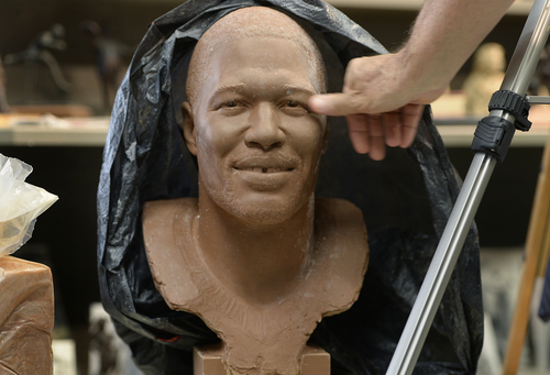 Scott Sommerdorf   |  The Salt Lake Tribune
This casting of NY Giants DL Michael Strahan is just one of the many busts that sculptor Blair Buswell has on display in his studio. Buswell has done many busts for the NFL Hall of Fame and numerous other sports-related sculptures.