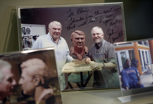 Scott Sommerdorf   |  The Salt Lake Tribune
Among the many signed photos sculptor Blair Buswell has kept in his Pleasant Grove studio is this one from former Raiders' coach John Madden. Buswell has done many busts for the NFL Hall of Fame and numerous other sports-related sculptures.