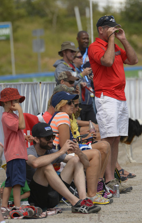Leah Hogsten  |  The Salt Lake Tribune
Spectators watch 2014 Tour of Utah cyclists as they tackle  the Powder Mountain finish in Eden August 7, 2014. Powder Mountain, is one of the toughest climbs in Utah and ascends over 3,000 feet in just six miles.