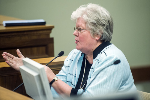 Chris Detrick  |  The Salt Lake Tribune
Brenda Hales, deputy superintendent of public education, speaks during a  meeting Wednesday July 16, 2014, of the Utah Legislature's Government Operations Interim Committee.