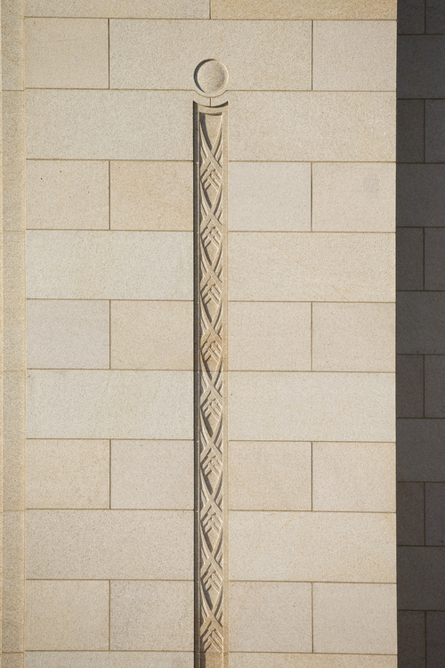 Exterior carving detail at the newly remodeled Mormon Temple in Ogden, Utah. Photo courtesy LDS Newsroom
