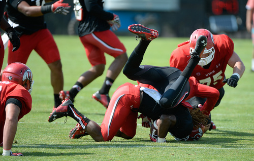 Francisco Kjolseth  |  The Salt Lake Tribune
Utes football goes into week one of practice during the first full contact practice with all pads.
