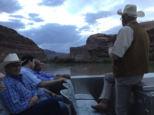 Matt Canham  |  The Salt Lake Tribune

Rep. Jason Chaffetz, R-Utah, invites rural county commissioners to join him and Rep. Elijah Cummings, D-Md., on a boat ride in the Colorado River on Sunday.