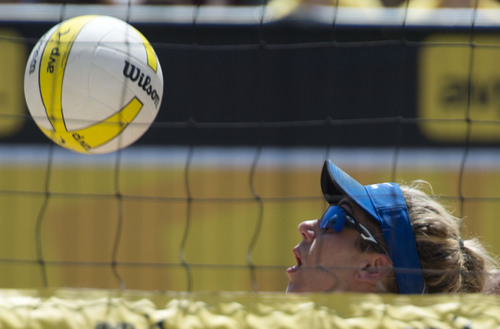 Steve Griffin  |  The Salt Lake Tribune


April Ross eyes the ball during the AVP Professional Beach Volleyball Tournament at Liberty Park in Salt Lake City, Sunday, August 10, 2014.