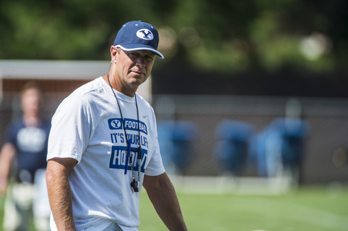 Chris Detrick  |  The Salt Lake Tribune
Brigham Young Cougars head coach Bronco Mendenhall during a practice at Richards Building Fields Friday August 1, 2014.