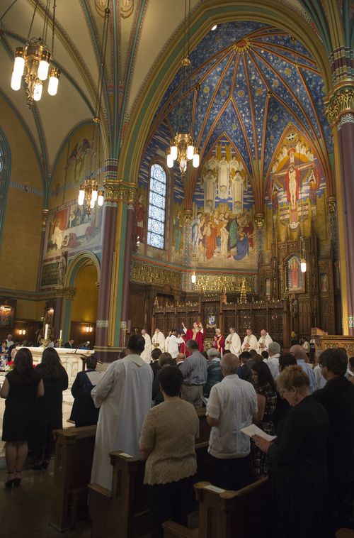 Rick Egan  |  The Salt Lake Tribune

Bishop John C. Wester presides during the Mass and Blessing of  Lay Ecclesial Ministers at the Cathedral of the Madeleine, Saturday, August 9, 2014.  Eighty-five lay Catholics were commissioned Saturday by Wester.
