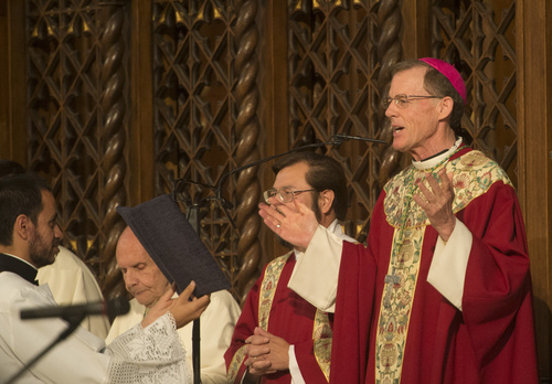 Rick Egan  |  The Salt Lake Tribune

Bishop John C. Wester presides during the Mass and Blessing of  Lay Ecclesial Ministers at the Cathedral of the Madeleine, Saturday, August 9, 2014.  Eighty-five lay Catholics were commissioned Saturday by Bishop John Wester.