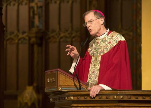 Rick Egan  |  The Salt Lake Tribune
Bishop John C. Wester delivers the homily during the Mass and Blessing of Lay Ecclesial Ministers at the Cathedral of the Madeleine on Saturday. Eighty-five lay Catholics were commissioned SaturdayAug. 9, 2014, by Wester.