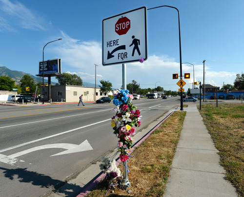 Steve Griffin  |  The Salt Lake Tribune

A crosswalk was installed at the intersection of Wall Avenue and Binford Avenue last year in Ogden, as shown on Wednesday, Aug. 6, 2014. Several pedestrians have been hit on Wall Avenue while trying to cross the five-lane road between 26th and 27th streets.