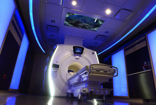 Scott Sommerdorf   |  The Salt Lake Tribune
An MRI that is more powerful and larger to accommodate heavier patients was unveiled today at Intermountain Medical Center in Murray. The new MRI scanner is the first of its kind in the Salt Lake area and features a larger opening and other calming features.