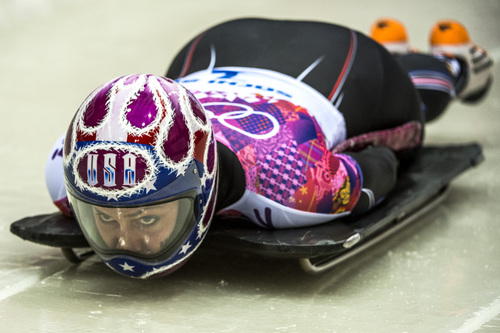 Chris Detrick  |  Tribune file photo
Noelle Pikus-Pace, of Orem, competes in the women's skeleton at the Sanki Sliding Center during the 2014 Sochi Olympics Thursday February 13, 2014.