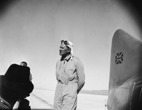 JBH  |  The Associated Press
Capt. George E.T. Eyston, British speed driver, is on the Bonneville Salt Flats in Oct. 1937, where he will try to break a world's land speed record of 301.12 miles an hour which is now held by Sir Malcolm Campbell. Eyston is a retired British army officer and looking over the flats.