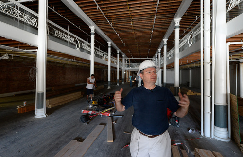 Francisco Kjolseth  |  The Salt Lake Tribune
Soren Simonsen, principal architect on a project to renovate the Zim's building at 150 S. Main St., leads a tour of the renovation work in progress. Zim's, one of Salt Lake City's oldest commercial buildings, was originally opened in 1896 as a manufacturing building for carriages and farm equipment with retail sales on the ground level.