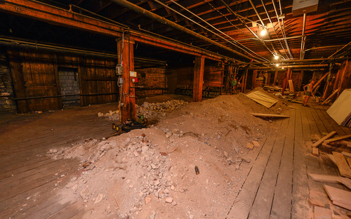Francisco Kjolseth  |  The Salt Lake Tribune
The Zim's building at 150 S. Main St., one of Salt Lake City's oldest commercial buildings, originally opened in 1896 and is now being renovated. The basement where carriages were once manufactured reveals some of the most interesting details of its historic past.