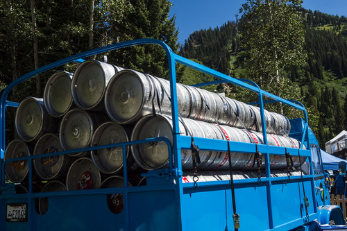 Chris Detrick  |  The Salt Lake Tribune
A truck full of empty beer kegs during Snowbird's 42nd Annual Oktoberfest Celebration Saturday August 16, 2014.