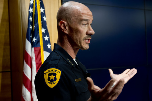 Jeremy Harmon  |  The Salt Lake Tribune

Salt Lake City Police Chief Chris Burbank answers questions during a press conference about the June 18th incident where Officer Brett Olsen shot and killed Sean Kendall's dog, Geist.