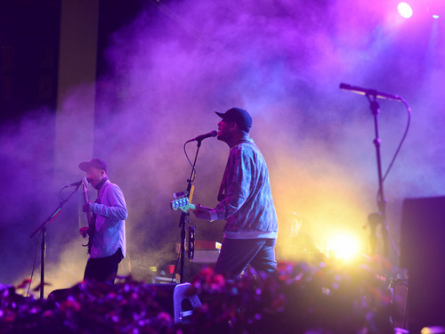 Steve Griffin  |  The Salt Lake Tribune


Colored lights illuminate the stage as John Gourley and Zach Carothers, of Portugal. The Man, sing as the band co-headlined with Grouplove during a sold-out show at the Red Butte Garden Amphitheatre in Salt Lake City, Tuesday, August 19, 2014.