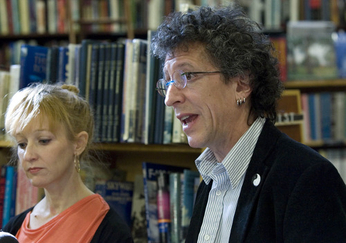 Tribune file photo
Tony and Catherine Weller of Weller Book Works in Trolley Square talk about their business at an event in 2012.