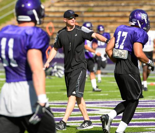 Leah Hogsten  |  The Salt Lake Tribune
Jay Hill, a longtime Utah assistant coach, is in his first spring practice as Weber State's head coach Saturday, April 12, 2014.